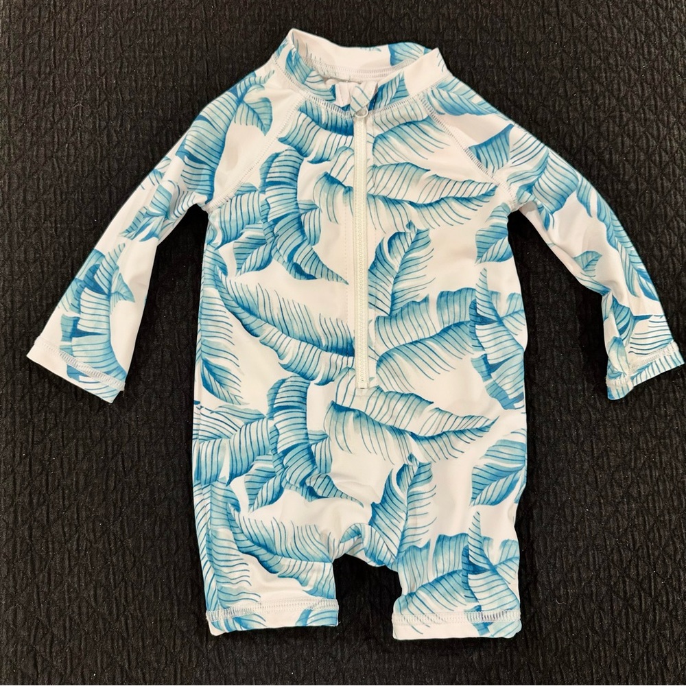 Janie & Jack Palm Leaf One Piece Rashguard & Hat for Baby